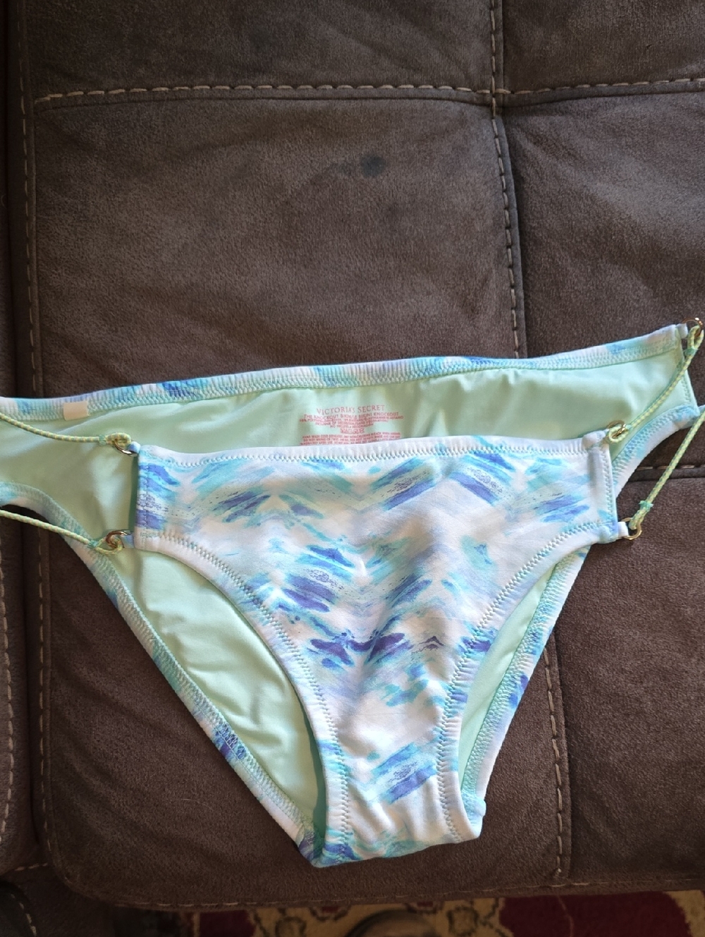 Victoria Secret Light Blue & Pastel Printed Bikini Bottoms
